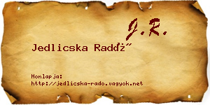 Jedlicska Radó névjegykártya